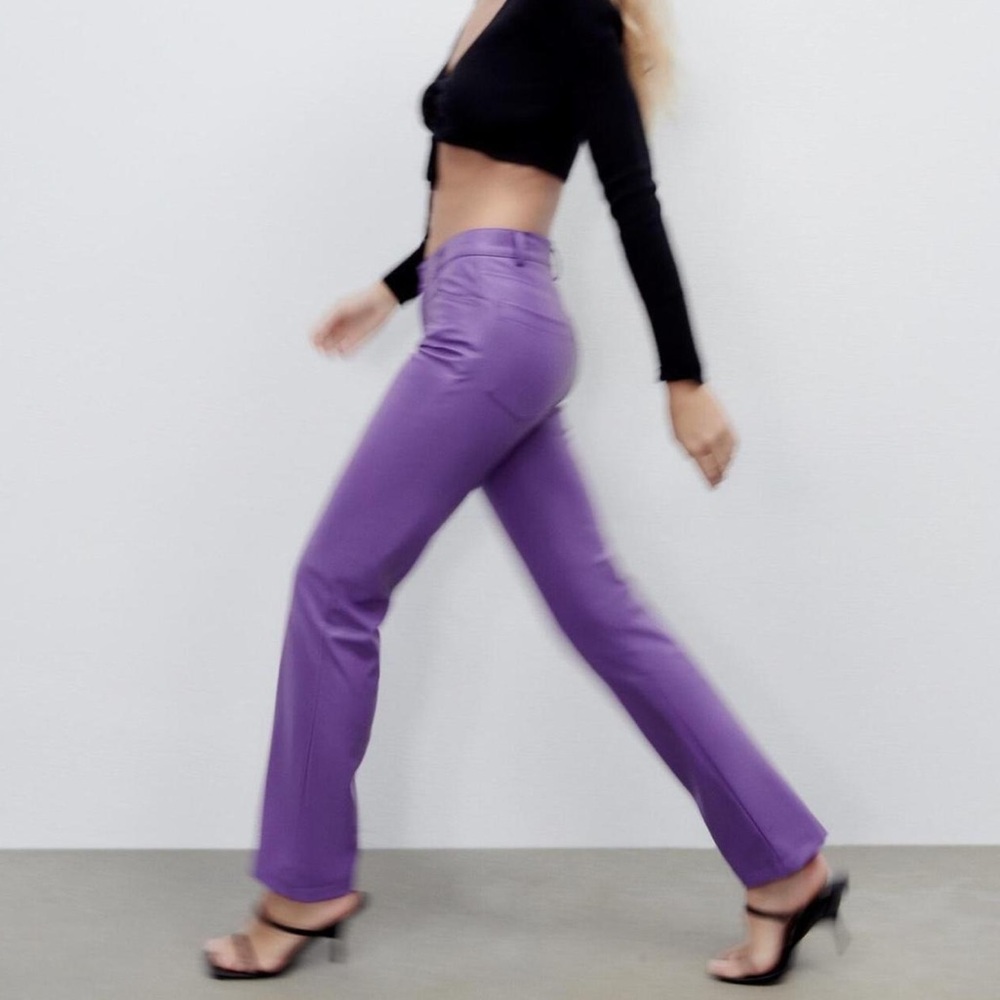 ZARA Faux Leather Purple Skinny Fit Jeans-Sz. XS-Purple